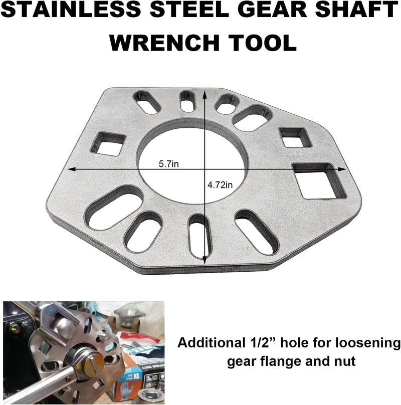 FSTURIOS Stainless Steel Pinion Yoke Wrench Tool, Pinion Holder Yoke Wrench with Extra 1/2" Hole Fits Most Sockets, Extra Strength Puller Suitable for Loosening Pinion Flange & Nuts - Image 2